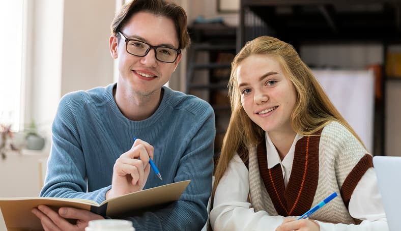 A career advisor working with a student